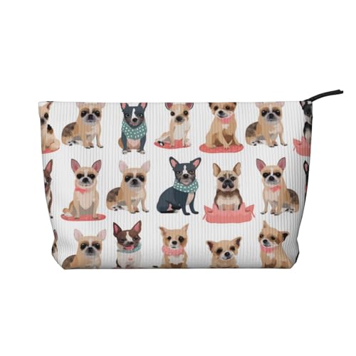 Cute Raccoonart Prints Cord Make-up Tasche für Frauen Mädchen, geräumiger Reise-Kosmetik-Organizer für Make-up, Toilettenartikel & Essentials, Süßes Chihuahua-Mops-Muster., Einheitsgröße von HEBSDFG