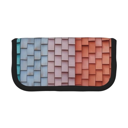 HEBSDFG Bunte Wellpappe, Leinwand-Federmäppchen, Kosmetik-Organizer, Reißverschluss, Stifteetui für Schule, Reisen, Büro und als Geschenk, Schwarz , Einheitsgröße, Schulranzen von HEBSDFG