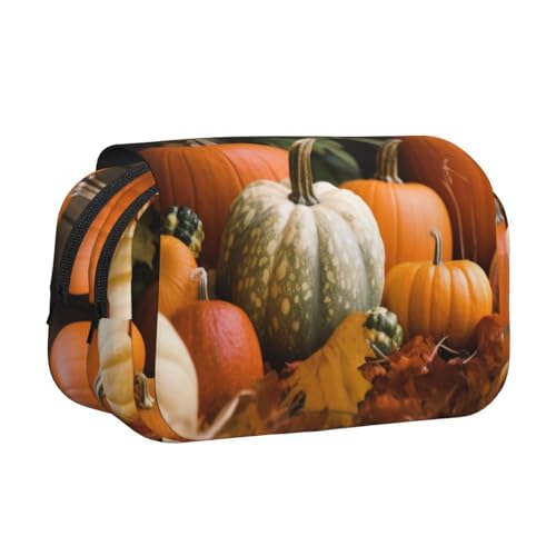 HEBSDFG Doppelschichtiges Flip-Top-Federmäppchen, Beauty-Strand-Druck, Federmäppchen, Schreibwaren-Tasche, Organizer für Schulbedarf, Reisen und Make-up-Aufbewahrung, Ahornblätter, Einheitsgröße von HEBSDFG