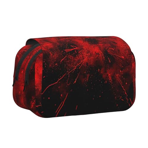 HEBSDFG Doppelschichtiges Flip-Top-Federmäppchen, Explosion Burst, rot / schwarz, bedruckt, Stiftebox, Schreibwaren-Tasche, Organizer für Schulbedarf, Reisen und Make-up, Explosion Burst Rot Schwarz von HEBSDFG