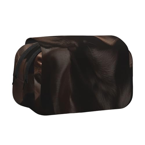 HEBSDFG Doppelschichtiges Flip-Top-Federmäppchen, Motiv: kanadische Flagge, Stiftebox, Schreibwaren-Tasche, Organizer für Schulbedarf, Reisen und Make-up-Aufbewahrung, Braun Labrador Retriever von HEBSDFG