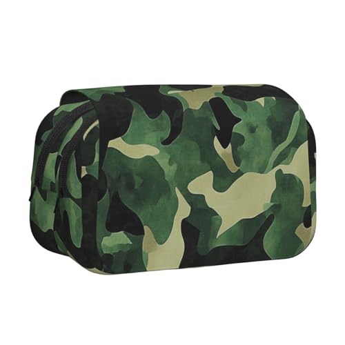 HEBSDFG Doppelschichtiges Flip-Top-Federmäppchen, Motiv: kanadische Flagge, Stiftebox, Schreibwaren-Tasche, Organizer für Schulbedarf, Reisen und Make-up-Aufbewahrung, camouflage grün, Einheitsgröße HEBSDFG Doppelschichtiges Flip-Top-Federmäppchen, Motiv: kanadische Flagge, Stiftebox, Schreibwaren-Tasche, Organizer für Schulbedarf, Reisen und Make-up-Aufbewahrung, camouflage grün, Einheitsgröße von HEBSDFG