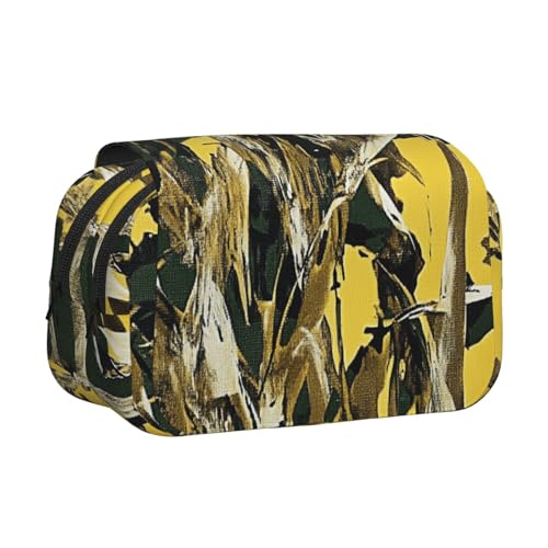 HEBSDFG Doppelschichtiges Flip-Top-Federmäppchen, niedliches Chihuahua-Mopsmuster, Druck-Bleistiftbox, Schreibwaren-Tasche, Organizer für Schulbedarf, Reisen und Make-up-Aufbewahrung, Camouflage-Gelb HEBSDFG Doppelschichtiges Flip-Top-Federmäppchen, niedliches Chihuahua-Mopsmuster, Druck-Bleistiftbox, Schreibwaren-Tasche, Organizer für Schulbedarf, Reisen und Make-up-Aufbewahrung, Camouflage-Gelb von HEBSDFG