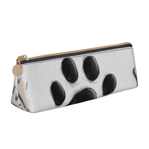 HEBSDFG Dreieckiges Federmäppchen und Kosmetiktasche mit Knochen- und Pfotenabdruck, PVC-Leder, mit Reißverschluss, Organizer für Schule, Büro, Reisen, stilvolles Geschenk, weiß, Einheitsgröße, HEBSDFG Dreieckiges Federmäppchen und Kosmetiktasche mit Knochen- und Pfotenabdruck, PVC-Leder, mit Reißverschluss, Organizer für Schule, Büro, Reisen, stilvolles Geschenk, weiß, Einheitsgröße, von HEBSDFG