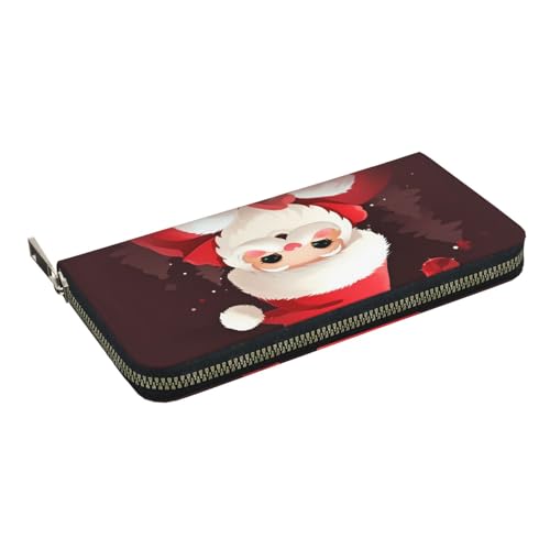 HEBSDFG Fantasy Spring Flowers Swing Printed Long Wallet for Men and Women PU Leather Hand Purse with Card Holder, Zipper Closure, Niedlicher Weihnachtsmann, Einheitsgröße, Casual von HEBSDFG