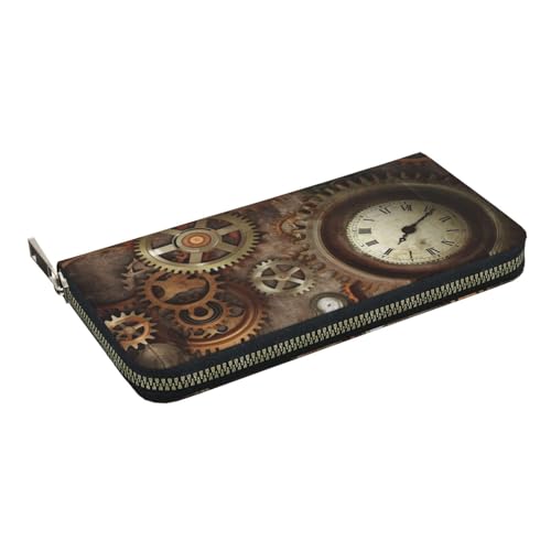 HEBSDFG Fantasy Spring Flowers Swing Printed Long Wallet for Men and Women PU Leather Hand Purse with Card Holder, Zipper Closure, Uhren und Zahnräder., Einheitsgröße, Casual HEBSDFG Fantasy Spring Flowers Swing Printed Long Wallet for Men and Women PU Leather Hand Purse with Card Holder, Zipper Closure, Uhren und Zahnräder., Einheitsgröße, Casual von HEBSDFG