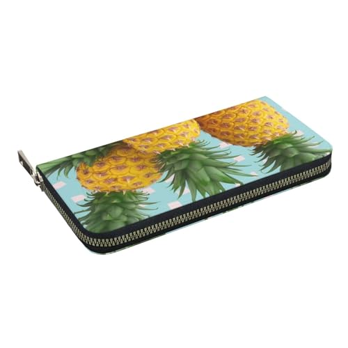 HEBSDFG Fantasy Spring Flowers Swing Printed Long Wallet for Men and Women PU Leather Hand Purse with Card Holder, Zipper Closure, frische Ananas, Einheitsgröße, Casual von HEBSDFG