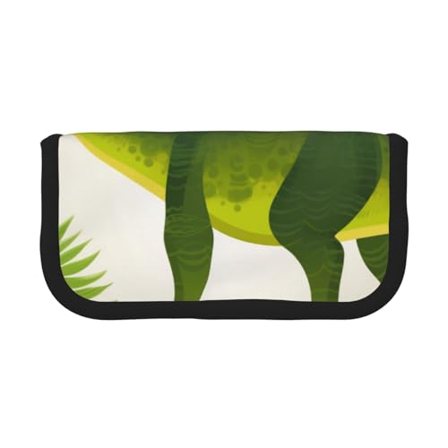 HEBSDFG Federmäppchen aus Segeltuch mit Dinosaurier-Palmblatt-Druck, Kosmetik-Organizer, Reißverschluss, Stifteetui für Schule, Reisen, Büro und als Geschenk, Schwarz , Einheitsgröße, Schulranzen von HEBSDFG