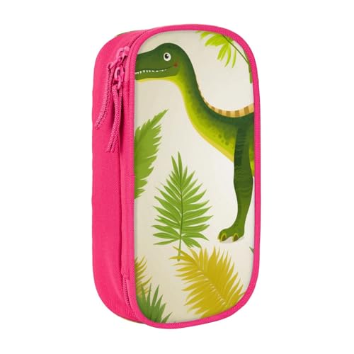 HEBSDFG Federmäppchen mit Dinosaurier-Palmblatt-Druck, hohe Kapazität, Stifteetui, Schreibwaren-Organizer mit Stiftfächern und Beuteln für Schule, Reisen, Make-up, rose, Einheitsgröße, Schulranzen von HEBSDFG