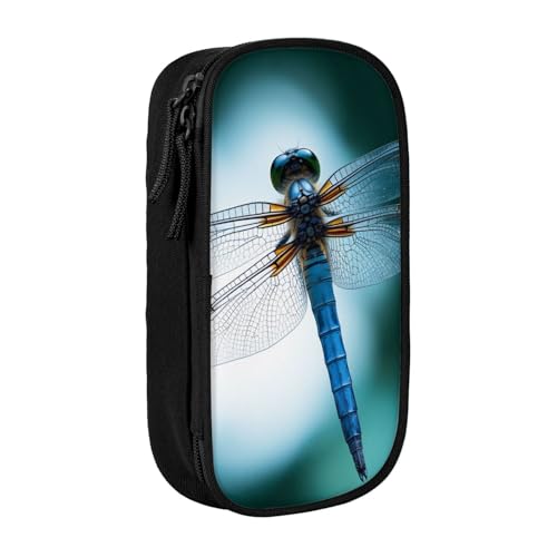 HEBSDFG Federmäppchen mit Libellen-Kunstdruck, schwarz, hohe Kapazität, Stifteetui, Schreibwaren-Organizer mit Stifthaltern und Beuteln für Schule, Reisen, Make-up, Schwarz , Einheitsgröße von HEBSDFG
