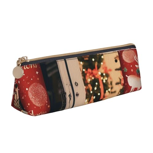 HEBSDFG Federmäppchen mit Weihnachtsdekorationsdruck, dreieckig, PVC-Leder, mit Reißverschluss, Organizer für Schule, Büro, Reisen, stilvolles Geschenk, weiß, Einheitsgröße, Schulranzen HEBSDFG Federmäppchen mit Weihnachtsdekorationsdruck, dreieckig, PVC-Leder, mit Reißverschluss, Organizer für Schule, Büro, Reisen, stilvolles Geschenk, weiß, Einheitsgröße, Schulranzen von HEBSDFG
