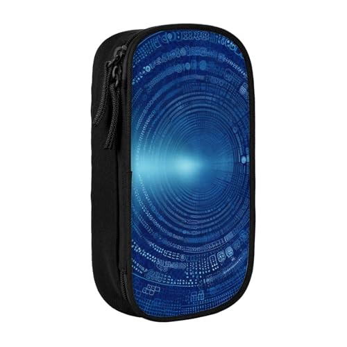 HEBSDFG Federmäppchen mit blauem Hippie-Kunstdruck, schwarz, hohe Kapazität, Stifteetui, Schreibwaren-Organizer mit Stiftfächern und Beuteln für Schule, Reisen, Make-up, Schwarz , Einheitsgröße von HEBSDFG