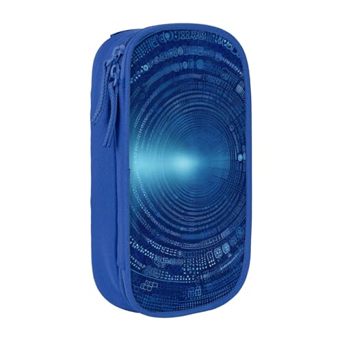 HEBSDFG Federmäppchen mit blauem Hippie-Kunstdruck, schwarz, hohe Kapazität, Stifteetui, Schreibwaren-Organizer mit Stiftfächern und Beuteln für Schule, Reisen, Make-up, blau, Einheitsgröße von HEBSDFG