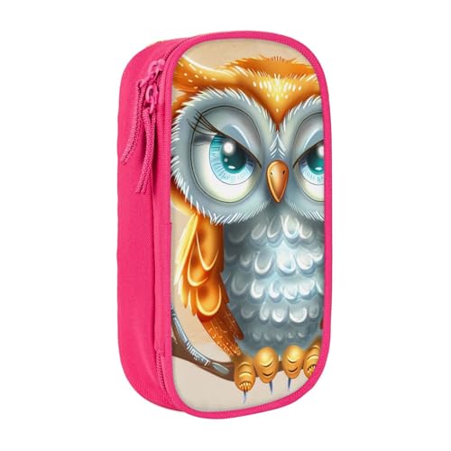 HEBSDFG Federmäppchen mit niedlichem Cartoon-Eulen-Druck, schwarz, hohe Kapazität, Stifteetui, Schreibwaren-Organizer mit Stiftfächern und Beuteln für Schule, Reisen, Make-up, rose, Einheitsgröße von HEBSDFG