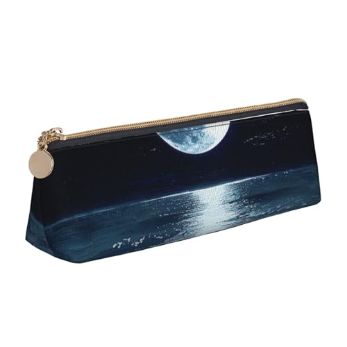 HEBSDFG Federmäppchen und Kosmetiktasche, dreieckig, mit Vollmond in der Nacht, PVC-Leder, mit Reißverschluss, Organizer für Schule, Büro, Reisen, stilvolles Geschenk, weiß, Einheitsgröße, Schulranzen HEBSDFG Federmäppchen und Kosmetiktasche, dreieckig, mit Vollmond in der Nacht, PVC-Leder, mit Reißverschluss, Organizer für Schule, Büro, Reisen, stilvolles Geschenk, weiß, Einheitsgröße, Schulranzen von HEBSDFG