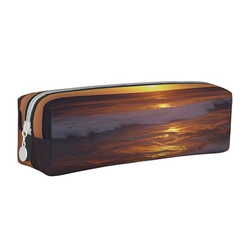 HEBSDFG Federmäppchen und Kosmetiktasche aus Leder, Motiv: Sonnenuntergang am Strand, minimalistischer Organizer mit Reißverschluss, für Schule, Büro, Reisen, stilvolles Geschenk, weiß, Einheitsgröße, HEBSDFG Federmäppchen und Kosmetiktasche aus Leder, Motiv: Sonnenuntergang am Strand, minimalistischer Organizer mit Reißverschluss, für Schule, Büro, Reisen, stilvolles Geschenk, weiß, Einheitsgröße, von HEBSDFG