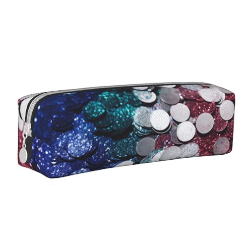 HEBSDFG Federmäppchen und Kosmetiktasche aus Leder mit Glitzer-Pailletten, minimalistischer Organizer mit Reißverschluss für Schule, Büro, Reisen, stilvolles Geschenk, weiß, Einheitsgröße, Schulranzen HEBSDFG Federmäppchen und Kosmetiktasche aus Leder mit Glitzer-Pailletten, minimalistischer Organizer mit Reißverschluss für Schule, Büro, Reisen, stilvolles Geschenk, weiß, Einheitsgröße, Schulranzen von HEBSDFG