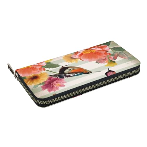 HEBSDFG Goldenes Weizenfeld-gedrucktes langes Portemonnaie für Damen und Herren, PU-Leder, Handgeldbörse mit Kartenhalter, Reißverschluss, Blume, Schmetterling, Vögel, Einheitsgröße, Casual HEBSDFG Goldenes Weizenfeld-gedrucktes langes Portemonnaie für Damen und Herren, PU-Leder, Handgeldbörse mit Kartenhalter, Reißverschluss, Blume, Schmetterling, Vögel, Einheitsgröße, Casual von HEBSDFG