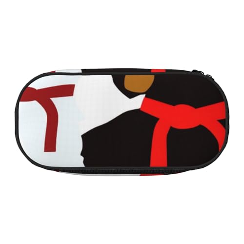 HEBSDFG Karate Boy Vektor-Federmäppchen mit wechselbarem Gürtel, Farbdrucke, niedliches Schreibwarenetui, Organizer mit Stifthaltern für Schule, Reisen, Büro, Geschenke, Schwarz , Einheitsgröße, von HEBSDFG