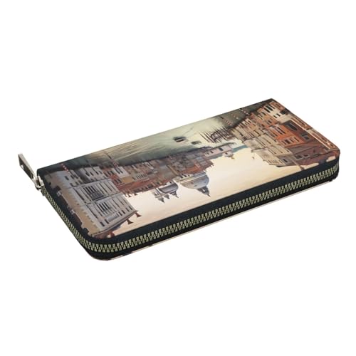 HEBSDFG Lotus Flowers Printed Long Wallet for Men and Women PU Leather Hand Purse with Card Holder, Zipper Closure, Grand C, Einheitsgröße, Casual von HEBSDFG