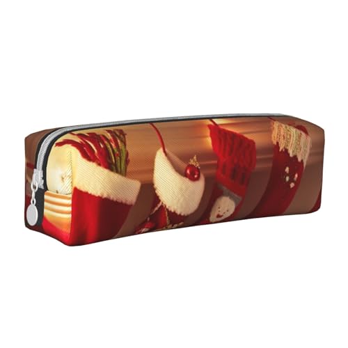 HEBSDFG Merry Christams Federmäppchen mit Strümpfen, Leder, minimalistischer Organizer mit Reißverschluss, für Schule, Büro, Reisen, stilvolles Geschenk, weiß, Einheitsgröße, Schulranzen HEBSDFG Merry Christams Federmäppchen mit Strümpfen, Leder, minimalistischer Organizer mit Reißverschluss, für Schule, Büro, Reisen, stilvolles Geschenk, weiß, Einheitsgröße, Schulranzen von HEBSDFG