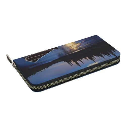 HEBSDFG New York bedruckte lange Geldbörse für Damen und Herren, PU-Leder, Handgeldbörse mit Kartenhalter, Reißverschluss, Moonlit Canoe River, Einheitsgröße, Casual HEBSDFG New York bedruckte lange Geldbörse für Damen und Herren, PU-Leder, Handgeldbörse mit Kartenhalter, Reißverschluss, Moonlit Canoe River, Einheitsgröße, Casual von HEBSDFG