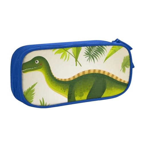 HEBSDFG Niedliches Federmäppchen mit Dinosaurier-Palmblatt-Druck, für Jungen und Mädchen, hohe Kapazität, Reise-Stifttasche, Organizer, Make-up-Tasche für Studenten, Schule, Uni, Büro, blau von HEBSDFG