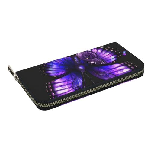 HEBSDFG Rote Rose Floral Printed Long Wallet for Men and Women PU Leather Hand Purse with Card Holder, Zipper Closure, Schmetterling 1, Einheitsgröße, Casual von HEBSDFG