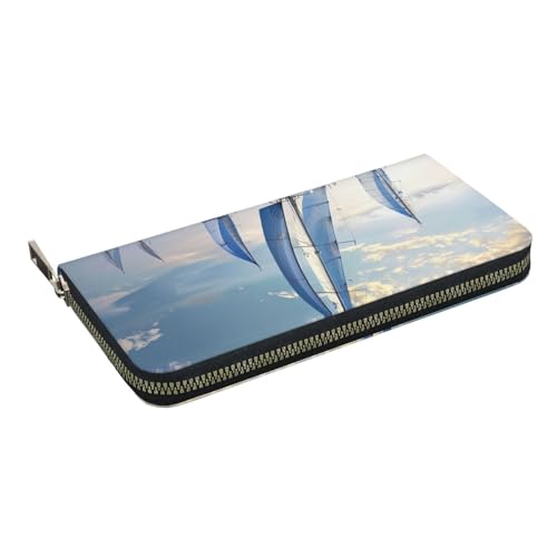 HEBSDFG Rote Rose Floral Printed Long Wallet for Men and Women PU Leather Hand Purse with Card Holder, Zipper Closure, Segelboot, Einheitsgröße, Casual HEBSDFG Rote Rose Floral Printed Long Wallet for Men and Women PU Leather Hand Purse with Card Holder, Zipper Closure, Segelboot, Einheitsgröße, Casual von HEBSDFG