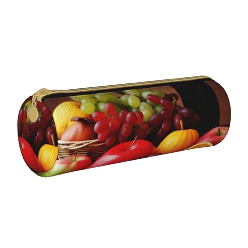 HEBSDFG Rundes Federmäppchen und Kosmetiktasche mit frischem Obstdruck, PVC-Leder, mit Reißverschluss, Organizer für Schule, Büro, Reisen, stilvolles Geschenk, weiß, Einheitsgröße, Schulranzen HEBSDFG Rundes Federmäppchen und Kosmetiktasche mit frischem Obstdruck, PVC-Leder, mit Reißverschluss, Organizer für Schule, Büro, Reisen, stilvolles Geschenk, weiß, Einheitsgröße, Schulranzen von HEBSDFG