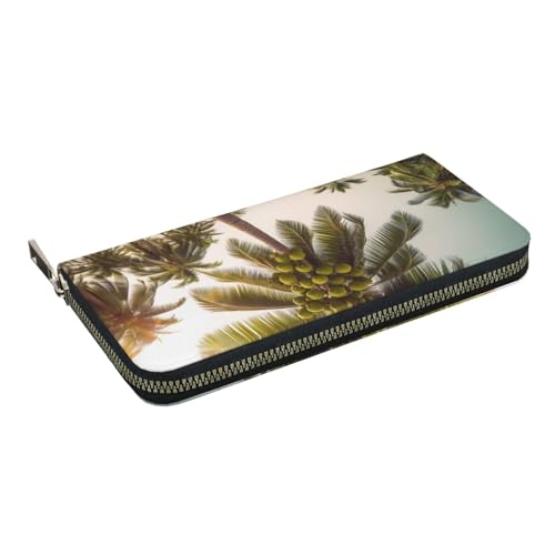 HEBSDFG Tahiti Beach bedruckte lange Geldbörse für Damen und Herren, PU-Leder, Handgeldbörse mit Kartenhalter, Reißverschluss, Kokosbaum Sommer, Einheitsgröße, Casual von HEBSDFG