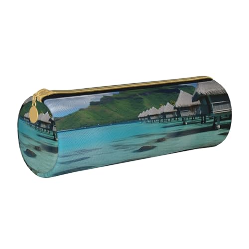 HEBSDFG Tahiti Federmäppchen und Kosmetiktasche, rund, PVC-Leder, mit Reißverschluss, Organizer für Schule, Büro, Reisen, stilvolles Geschenk, weiß, Einheitsgröße, Schulranzen HEBSDFG Tahiti Federmäppchen und Kosmetiktasche, rund, PVC-Leder, mit Reißverschluss, Organizer für Schule, Büro, Reisen, stilvolles Geschenk, weiß, Einheitsgröße, Schulranzen von HEBSDFG
