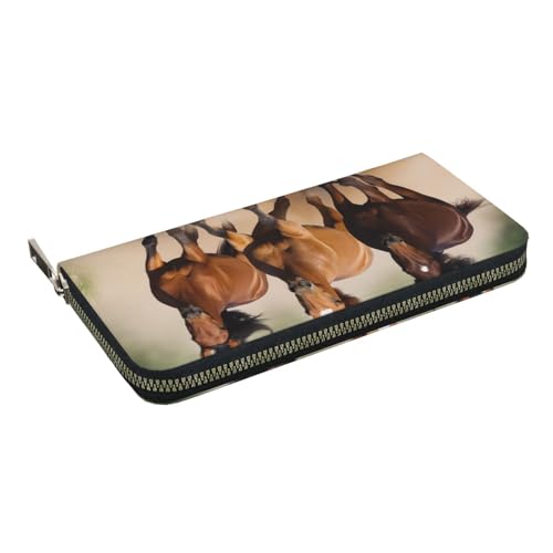 HEBSDFG White Tree Camouflage bedruckte lange Geldbörse für Damen und Herren aus PU-Leder mit Kartenhalter, Reißverschluss, Drei Laufpferde, Einheitsgröße, Casual HEBSDFG White Tree Camouflage bedruckte lange Geldbörse für Damen und Herren aus PU-Leder mit Kartenhalter, Reißverschluss, Drei Laufpferde, Einheitsgröße, Casual von HEBSDFG