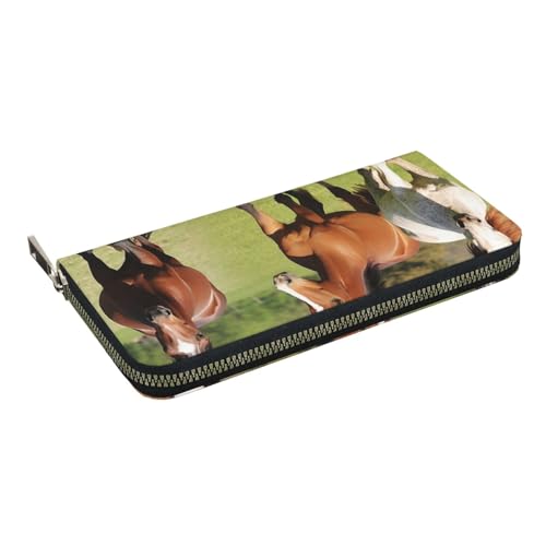 HEBSDFG White Tree Camouflage bedruckte lange Geldbörse für Damen und Herren aus PU-Leder mit Kartenhalter, Reißverschluss, Verschiedene Arten von Pferden., Einheitsgröße, Casual HEBSDFG White Tree Camouflage bedruckte lange Geldbörse für Damen und Herren aus PU-Leder mit Kartenhalter, Reißverschluss, Verschiedene Arten von Pferden., Einheitsgröße, Casual von HEBSDFG