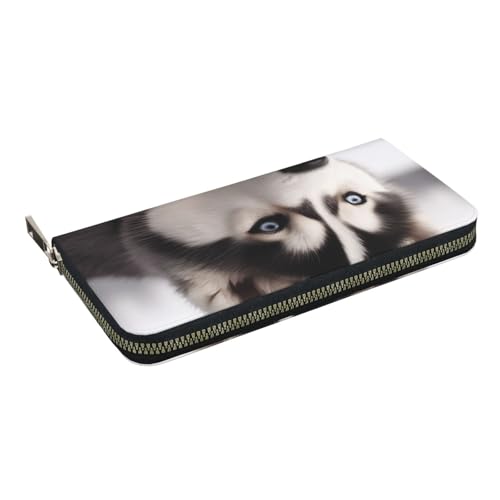 Husky Dog Printed Long Wallet for Men and Women PU Leather Hand Purse with Card Holder, Zipper Closure, Husky-Hund, Einheitsgröße, Casual von HEBSDFG