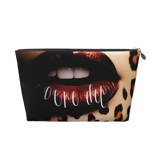 Reise-Kulturbeutel mit Leopardenlippen-Aufdruck, PVC-Leder, mit goldfarbenen Reißverschlüssen, wasserdichter Kosmetik-Organizer für Make-up, Toilettenartikel und Essentials, silber, Einheitsgröße Reise-Kulturbeutel mit Leopardenlippen-Aufdruck, PVC-Leder, mit goldfarbenen Reißverschlüssen, wasserdichter Kosmetik-Organizer für Make-up, Toilettenartikel und Essentials, silber, Einheitsgröße von HEBSDFG