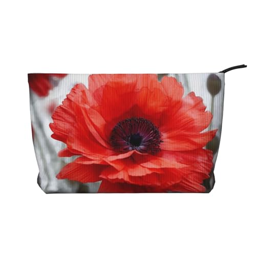 Santa Claus Prin Prints Cord Make-up-Tasche für Frauen Mädchen, geräumiger Reise-Kosmetik-Organizer für Make-up, Toilettenartikel & Essentials, Red Flower, Einheitsgröße, Kosmetiktasche von HEBSDFG