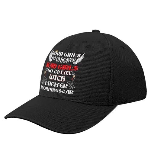 HEBUOUI Baseballmütze Reine Baumwolle Lucifer Morningstar Baseballkappe Gute Mädchen gehen in den Himmel Böse Mädchen gehen zu Lux Baseballhut Custom Running Großbestellungen Kappe Outdoor Geschenk von HEBUOUI