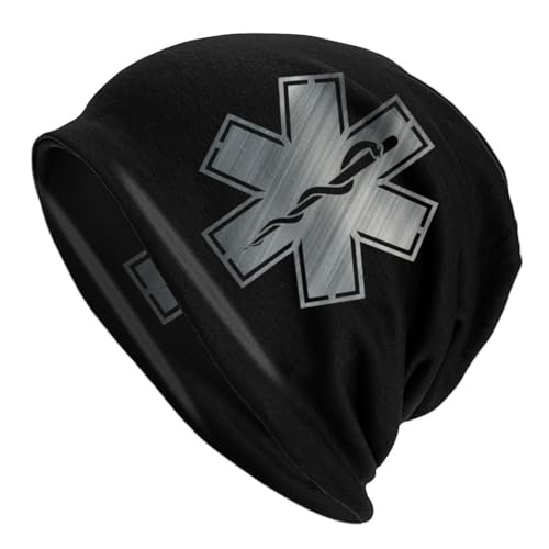 HEBUOUI EMT Star of Life Haube Hüte Femme Cool Strickmütze Für Männer Frauen Warme Winter Sanitäter Skullies Mützen Mützen Personalisiertes Freund von HEBUOUI