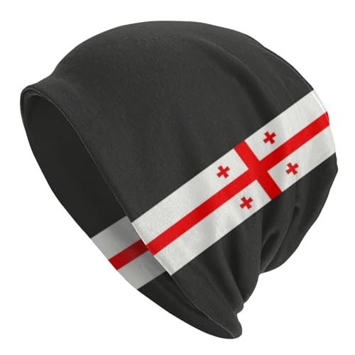 HEBUOUI Georgien Streifen Flagge Skullies Beanie Cap Unisex Winter Warme Haube Homme Strickmützen Straße im Freien Georgian Pride Mützen Hut Personalisiertes Freund von HEBUOUI