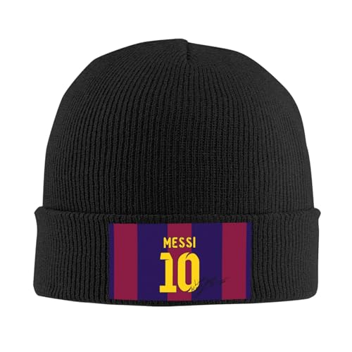 HEBUOUI Gestrickte Mütze für Wärme im Winter Custom Messies Fußball 10 Nummer Haube Hüte Mode Strickmütze Für Männer Frauen Winter Warme Fußball Beanies Caps Geschenk von HEBUOUI