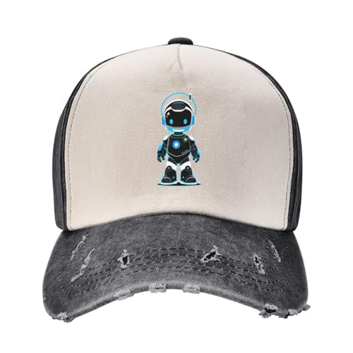 HEBUOUI Herren Retro Cowboyhut Baseball Caps Astrobot Lächelnde Astros Spiel Zubehör Unisex Classic Distressed Washed Robot Sun Cap Verstellbar das Geschenk von HEBUOUI