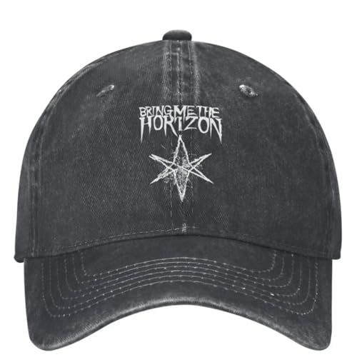 HEBUOUI Maßgeschneiderte Unisex Baseball Cap Y2K Vintage BMTH Emo Band Baseball Caps Männer Frauen Distressed Baumwolle Snapback Hut Death Metal Outdoor Running Golf Hüte Outdoor Geschenk von HEBUOUI