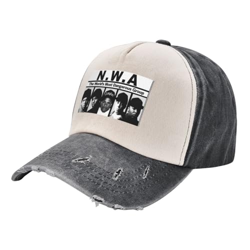 HEBUOUI Sonnenhut Männer Retro NWA Ice Cube Baseballmützen Unisex Distressed Washed Snapback Cap MC Ren Jahreszeiten Reise Hut Cap Papa Geburtstagsgeschenke von HEBUOUI