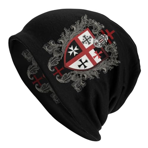 HEBUOUI Tempelritter Kreuz Schild Mütze Mütze Strickhut Unisex Mittelalter Emblem Geheimer Orden Winter Warm Skullies Mützen Mützen Personalisiertes Freund von HEBUOUI