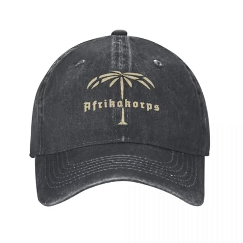 HEBUOUI Wehrmacht Afrikakorps Logo Männer Frauen Baseballmütze Distressed Gewaschene Mützen Hut Mode Outdoor All Seasons Reise Snapback Hut Outdoor Freizeitgeschenk von HEBUOUI