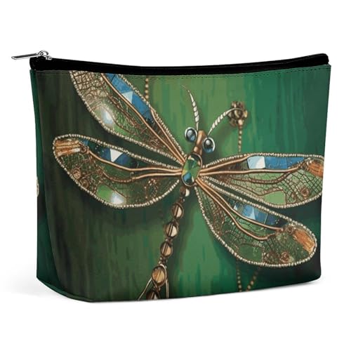 HEBVNJF Reise-Make-up-Tasche, tragbare Kosmetiktasche, Ananas-Make-up-Aufbewahrungstasche für Damen/Mädchen, Libelle mit Schmucksteinen, Einheitsgröße von HEBVNJF
