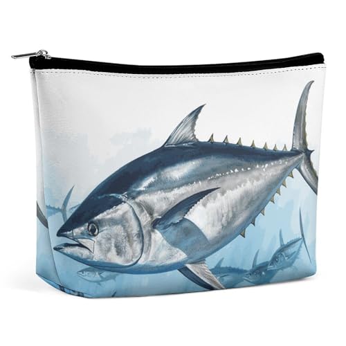 HEBVNJF Reise-Make-up-Tasche, tragbare Kosmetiktasche, Cartoon-Aubergine, Make-up-Aufbewahrungstasche für Damen/Mädchen, Blauflossenthunfisch Thunnus, Einheitsgröße von HEBVNJF