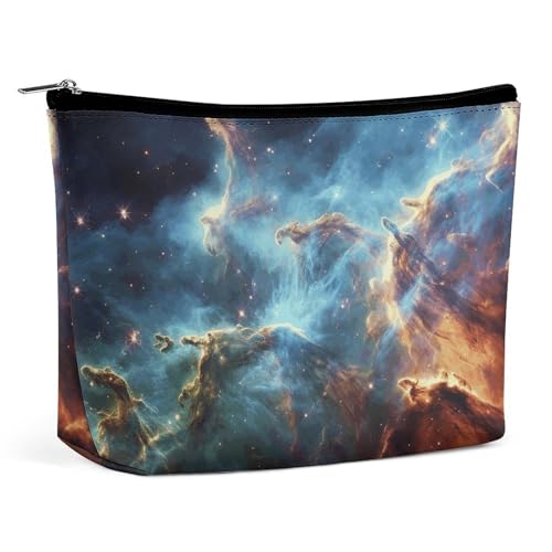 HEBVNJF Reise-Make-up-Tasche, tragbare Kosmetiktasche, Glückselefant, Make-up-Aufbewahrungstasche für Damen/Mädchen, Universe Galaxy Space, Einheitsgröße von HEBVNJF