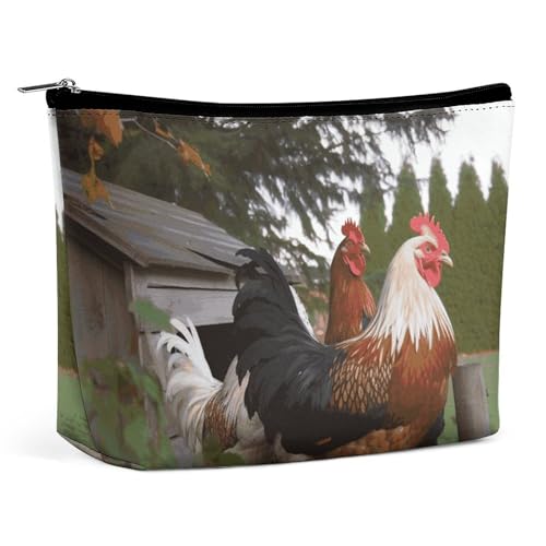 HEBVNJF Reise-Make-up-Tasche, tragbare Kosmetiktasche, Hinterhof, Hühner, Make-up-Aufbewahrungstasche für Damen/Mädchen, Hinterhof-Hühner, Einheitsgröße von HEBVNJF